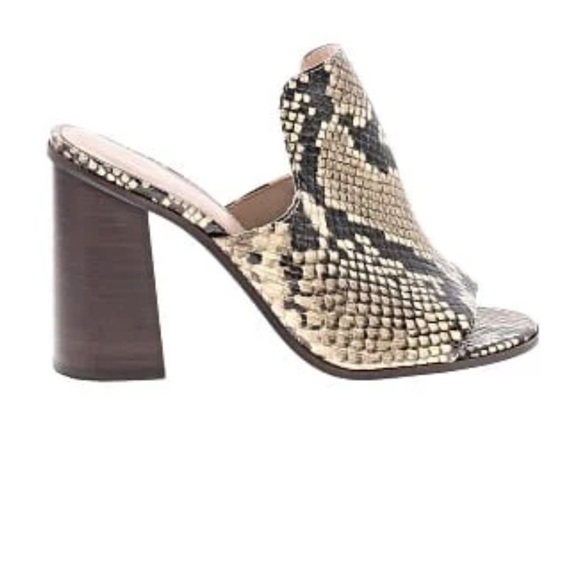 Aldo Snakeskin Patterned Block Heel Mules - Picture 1 of 6